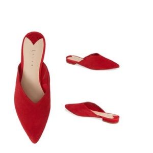 new Leith red suede pointed flats size 9